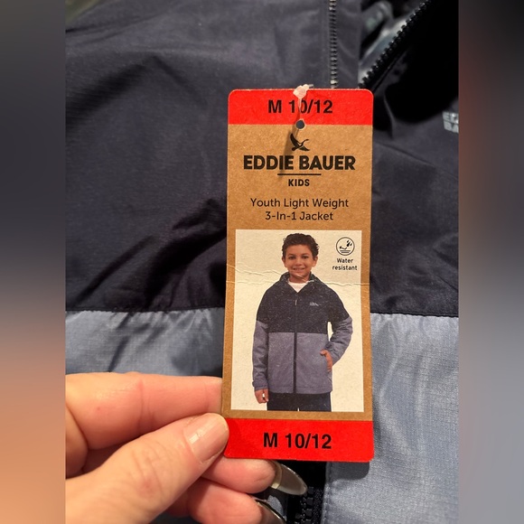 NWT Eddie Bauer Kids Green Camo and Blue 3 in 1 Light Weight Jacket Size M 10/12 - Picture 9 of 10